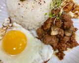 ひき肉とマッシュルームのプレートご飯作り方4写真