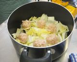 白菜ときのこ鶏つくねの白みそ煮作り方6写真