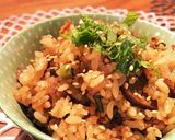 簡単!牛肉と春菊、れんこんの炊き込みご飯作り方9写真