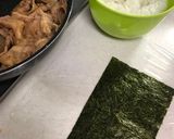 高校生の息子の好物☆がっつり焼肉海苔巻作り方1写真