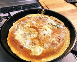 余り餃子の餡でお好み焼きの卵とじ作り方3写真