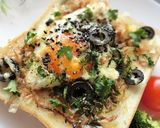 目玉焼き×オリーブ✧spicy和トースト作り方6写真
