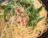 簡単！ランチ◎ツナと水菜の和風のパスタ作り方4写真