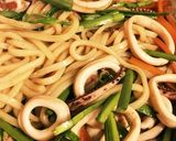 イカと野菜のオイスターソース焼うどん作り方4写真