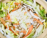 のせ鍋☆鶏の照り焼きをのせた野菜鍋作り方2写真