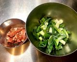 節約！ 長ネギ青い部分と豚こま炒め作り方1写真