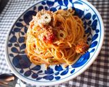 鯖水煮缶とトマトホール缶の贅沢節約パスタ作り方7写真