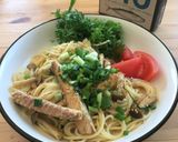 サバ缶とキノコのバター醤油パスタ作り方4写真