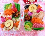 お弁当 詰め方 楕円 わっぱ 節分デコ弁作り方6写真