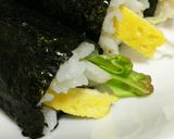 おっさんの冷凍エビ胡瓜葉野菜卵の巻き寿司作り方30写真