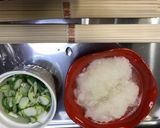豆苗とえび団子のスープポットおうどん弁当作り方1写真