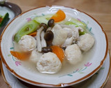 鶏団子とネギとほうれん草スープ作り方4写真