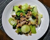 チンゲン菜と豚こま肉の塩ダシ炒め作り方5写真