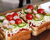 カフェ風　卵たっぷり厚焼きピザトースト作り方4写真