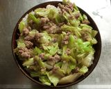 レンジで簡単★豚キャベマヨ醤油のTKG作り方4写真