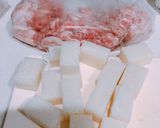 簡単！かさまし！豚肉とお餅の韓国風炒め！作り方1写真