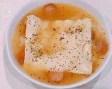 ソーセージとチーズのコンソメスープごはん作り方3写真