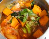 かぼちゃとセロリとコーンのケチャップ煮❀作り方4写真