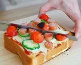 カフェ風　卵たっぷり厚焼きピザトースト作り方6写真