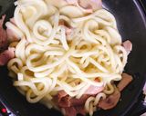 簡単！家族大絶賛！濃厚カルボナーラうどん作り方3写真