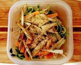 節約副菜♡豆苗ごぼうピリ辛和え作り方3写真