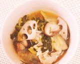 ホッとスープ＊白菜牛蒡蓮根豚肉生姜法蓮草作り方3写真