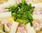とりもち鍋☆ぐるり鶏つみれとモチの野菜鍋作り方3写真