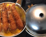 半熟とろ旨♡海老フライの卵とじ丼作り方3写真