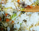 残り野菜で簡単炒飯のお好み焼き風作り方1写真