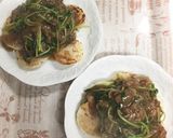 簡単！こんがり長芋の牛肉入り豆苗あんかけ作り方10写真