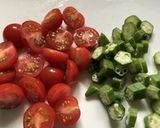 海老とオクラの簡単トマトパスタ作り方4写真