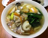 たっぷり野菜と温玉のせ彩り熱々鶏うどん作り方5写真