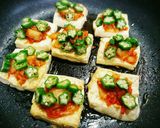 濃厚な味♦豆腐ピザ(オクラ&キムチ)作り方9写真