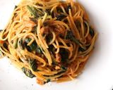 m簡単！ほうれん草とツナのトマトパスタ作り方4写真