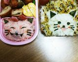 今日のキャラ弁2/21(ねこちゃん２種)作り方1写真