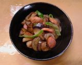 おつまみ　なすとウインナーのカレー炒め作り方9写真