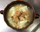 焼き鳥缶(塩味)でオニオングラタンスープ作り方7写真