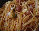 水漬けパスタの糸引くナポリタン作り方6写真