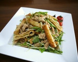 鶏ささみの油揚げと水菜のごま和え♪作り方4写真