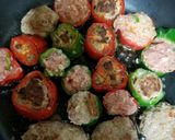 キノコ入ピーマンカップの肉詰め作り方5写真