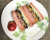 ピンクのビーツパンでカラフルサンド作り方6写真