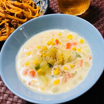 あっさり美味しい♡豆乳ミルク野菜スープ♡ by リーナママ