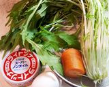 シーチキンと水菜のふんわりパスタ♡作り方1写真