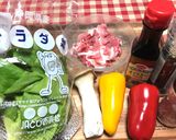 豚コマとサラダ菜の黒胡椒オイスター炒め★作り方1写真