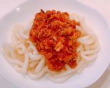余ったミートソースで、ミートソースうどん作り方2写真
