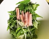 シャキシャキごま香る◎水菜とハムのナムル作り方1写真