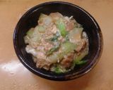 簡単昼食 チンゲン菜と油揚げの卵とじ丼作り方7写真