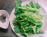 レンジで簡単！菜花の塩昆布和え作り方1写真