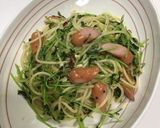 ペペロンチーノ風豆苗とウィンナーのパスタ作り方8写真