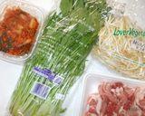 豚肉キムチ♪簡単豚キムチもやし水菜作り方1写真